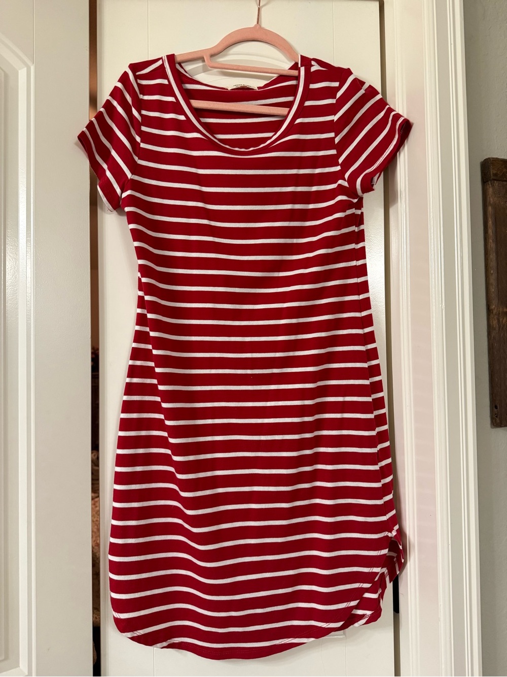 Heart & Hips Red and White Striped Scoop Neck Dress